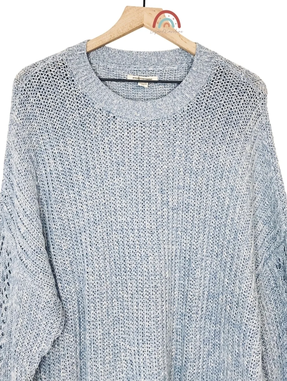 New! American Eagle Chunky Knit Oversized Longline Lattice Cozy Crewneck Sweater